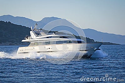 Luxury motor yacht Stock Photo