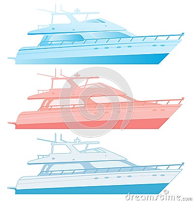 Luxury motor yachts Vector Illustration