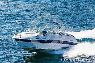 Luxury motorboat fast going Stock Photo