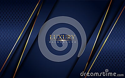 Luxury navy blue background combine with glowing golden lines. Overlap layer textured background Vector Illustration