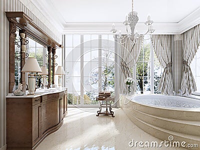 Luxury neoclassical furniture in modern style in the bathroom. Stock Photo