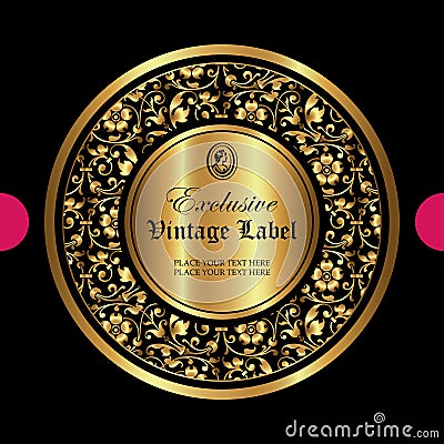 Luxury ornamental gold label - vector design Vector Illustration