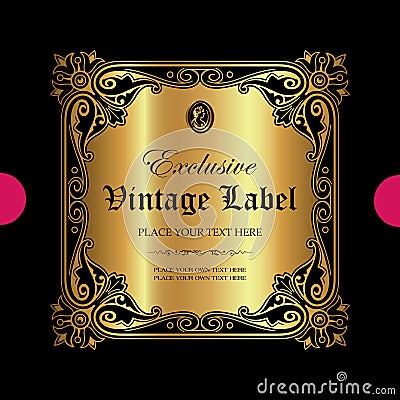 Luxury ornamental gold label - vector design Vector Illustration