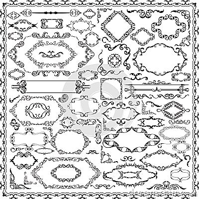 Luxury ornate baroque set Vector Illustration