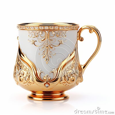 Luxury Ornate Coffee Cup With Gold Details - Andrzej Sykut Style Stock Photo