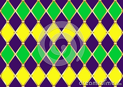 Luxury pattern in tElegant raditional Mardi Gras holiday colors. Vector Illustration