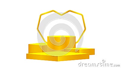 Luxury pedestal gold 3d and heart shape, gold pedestal circle box for cosmetics product display show, golden podium stage show for Vector Illustration