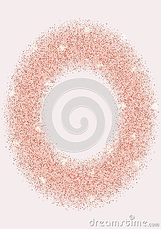 Luxury Pink Gold Glitter Round Frame Vector Illustration