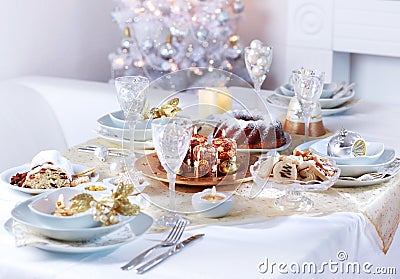 Luxury place setting for Christmas Stock Photo