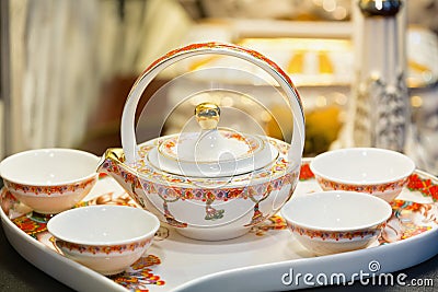 Luxury Porcelain teacup set Stock Photo