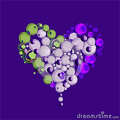 Luxury precious crystal heart green and lilac. Abstract precious crystal heart Stock Photo