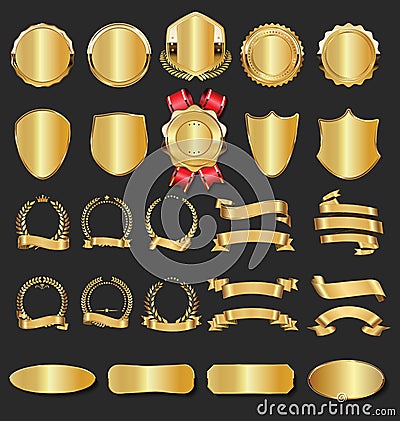 Luxury premium golden badges and labels Vector Illustration