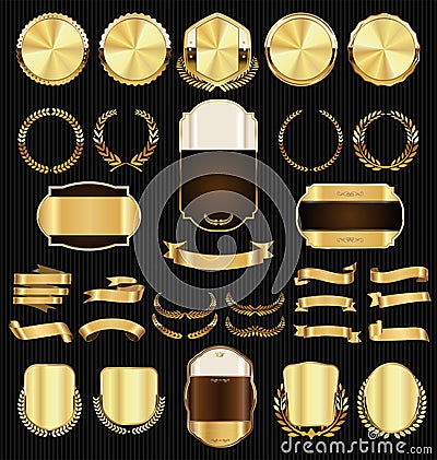 Luxury premium golden badges and labels set Vector Illustration