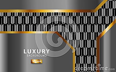 Luxury premium silver abstract vector background with gold line.Overlap layers with paper effect. digital template. Realistic Vector Illustration