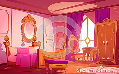 Luxury princess bedroom interior Vector Illustration