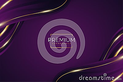 Luxury Purple and Gold Background with Golden Lines and Paper Cut Style Vector Illustration