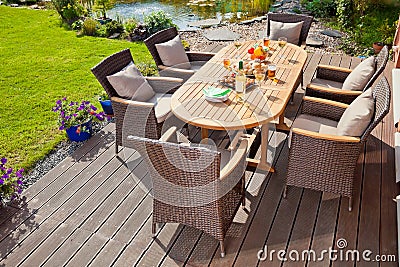 Luxury rattan Garden furniture Stock Photo