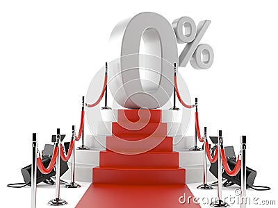 Luxury red carpet with barrier and zero percent Stock Photo
