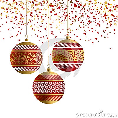 Luxury red xmas bubbles with gold decor Vector Illustration
