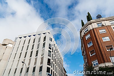 Luxury residential and commercial buildings in Oertega y Gasset Street in Madrid Editorial Stock Photo