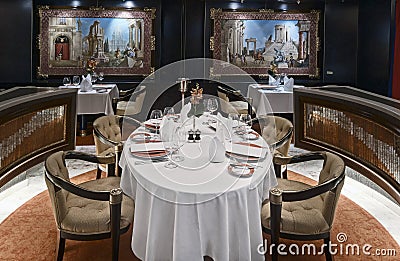 Luxury restaurant with beautiful table setting Editorial Stock Photo