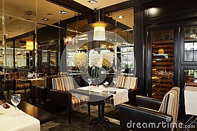 Luxury restaurant in european style Stock Photo