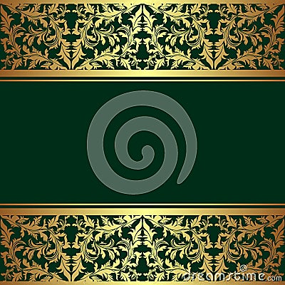 Luxury rifle-green Background with golden Borders. Vector Illustration