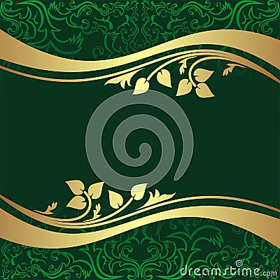 Luxury rifle-green Background with golden floral B Vector Illustration