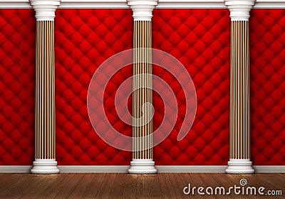 Luxury room with columns and red leather Stock Photo