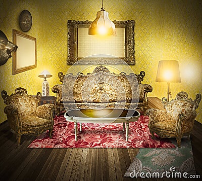 Luxury room interior ,Victorian style Stock Photo