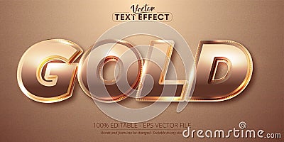 Luxury rose gold editable text effect on black canvas background Vector Illustration