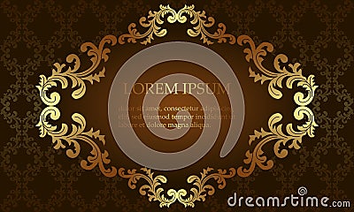 Luxury Royal background, golden antique pattern and seamless damask backdrop, mockup for invitations, cards.Vector illustration. Vector Illustration