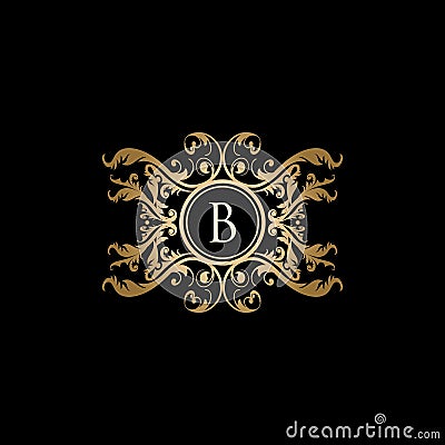 Gold Classy Royal Boutique B Letter logo. Stock Photo