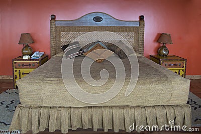 Bedroom in luxury Hotel Mweya Safari Lodge, Queen Elizabeth National Park Stock Photo