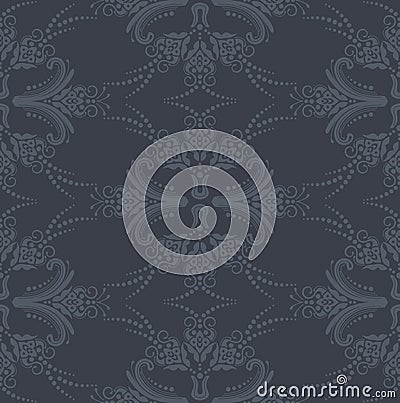 Luxury seamless grey floral wallpaper Vector Illustration