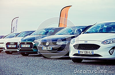 Luxury second-hand cars for sale on the network of the German Audi - Volkswagen dealer Editorial Stock Photo