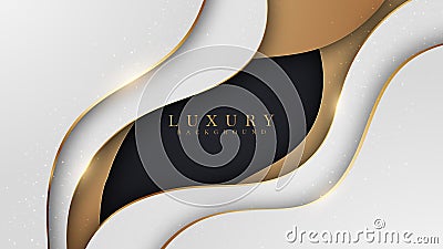 Luxury smooth golden wave background , White overlapping brown and black shades. Vector Illustration