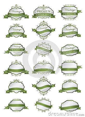 Luxury soft green labels and blank labels template Vector Illustration