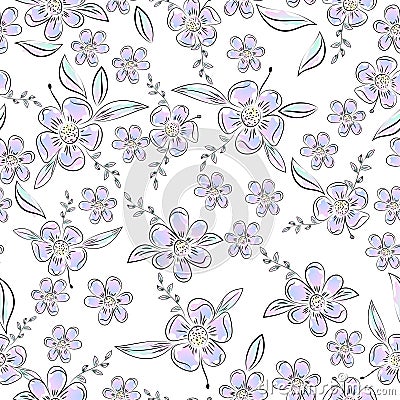 Luxury soft purple background vector. Floral pattern, Pink fantasy leaf plant line arts, Vector illustration Vector Illustration