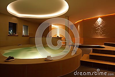 Luxury Spa Swimming Pool, Luxury Hotel Relaxation Concept, Massage Salon, Spa Interior Stock Photo