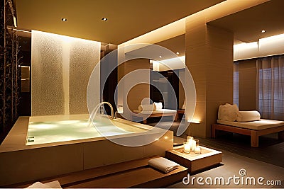 Luxury Spa Swimming Pool, Luxury Hotel Relaxation Concept, Massage Salon, Spa Interior Stock Photo