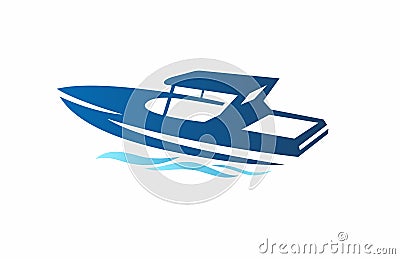 Speed Boat Blue Vector Illustration