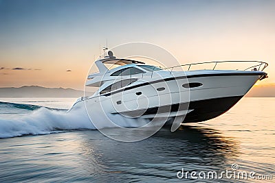 A luxury speed boat on the sea hollyday Ai generated Stock Photo