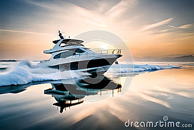 A luxury speed boat on the sea hollyday Ai generated Stock Photo