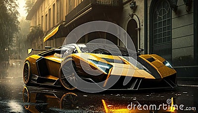 Luxury speed super car. Fast power vehicle concept. Generative AI Stock Photo