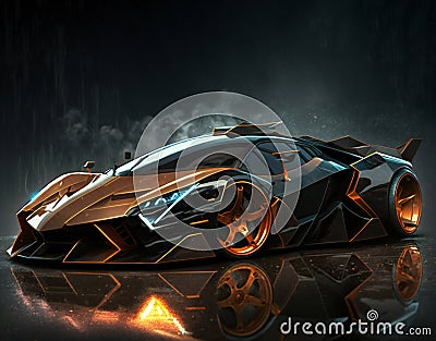 Luxury speed super car. Fast power vehicle concept. Generative AI Stock Photo