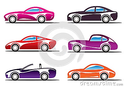 Luxury sport cars silhouettes Vector Illustration