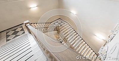 Luxury staircase made of marble in an antique Italian palace Editorial Stock Photo