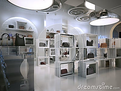 Luxury store interior design art deco style with hints of Contemporary. Stock Photo