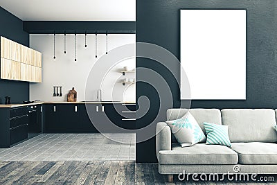 Luxury studio interior with living room Stock Photo